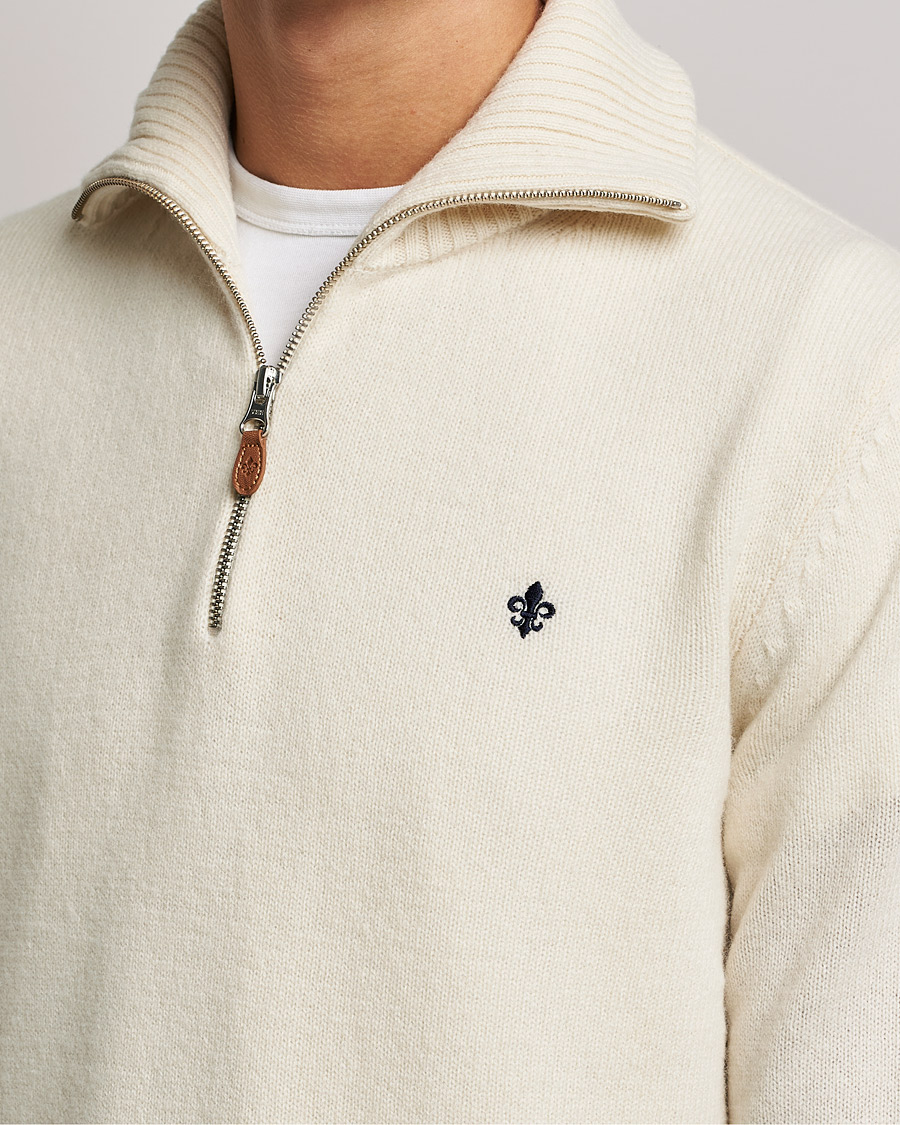Men | Sweaters & Knitwear | Morris | Kieran Wool Half Zip Off White