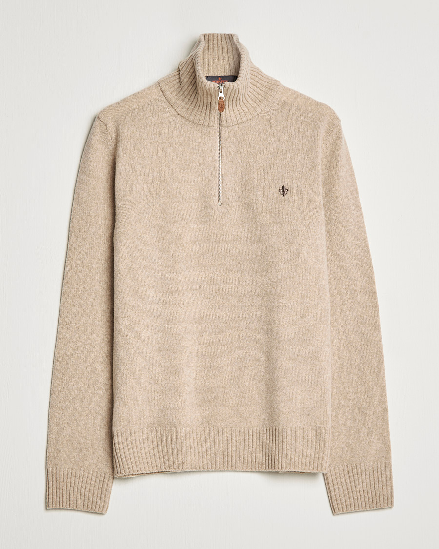 Men | Sweaters & Knitwear | Morris | Kieran Wool Half Zip Khaki