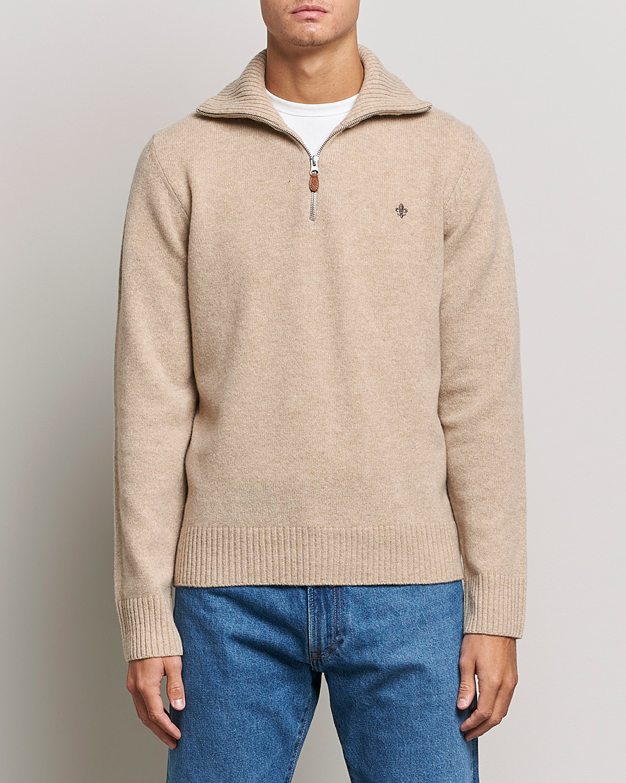 Men | Sweaters & Knitwear | Morris | Kieran Wool Half Zip Khaki