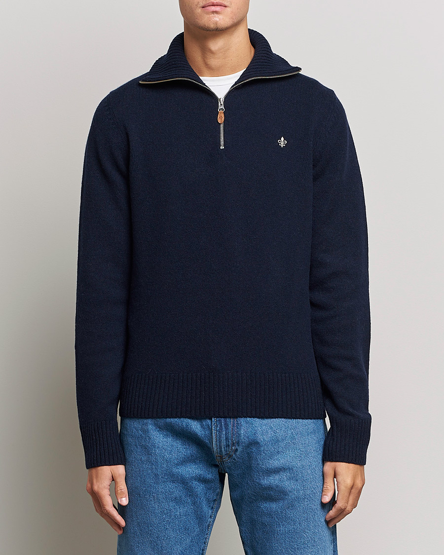 Men | Sweaters & Knitwear | Morris | Kieran Wool Half Zip Navy