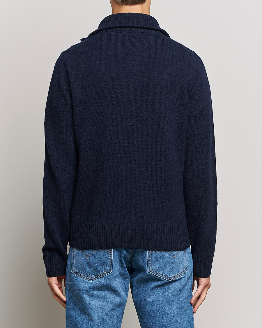 Men | Sweaters & Knitwear | Morris | Kieran Wool Half Zip Navy