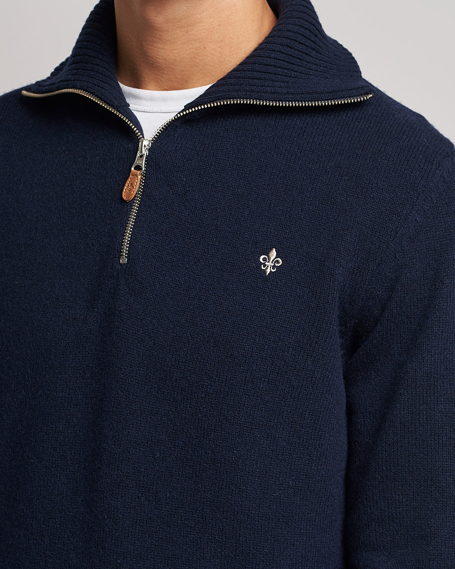 Men | Sweaters & Knitwear | Morris | Kieran Wool Half Zip Navy