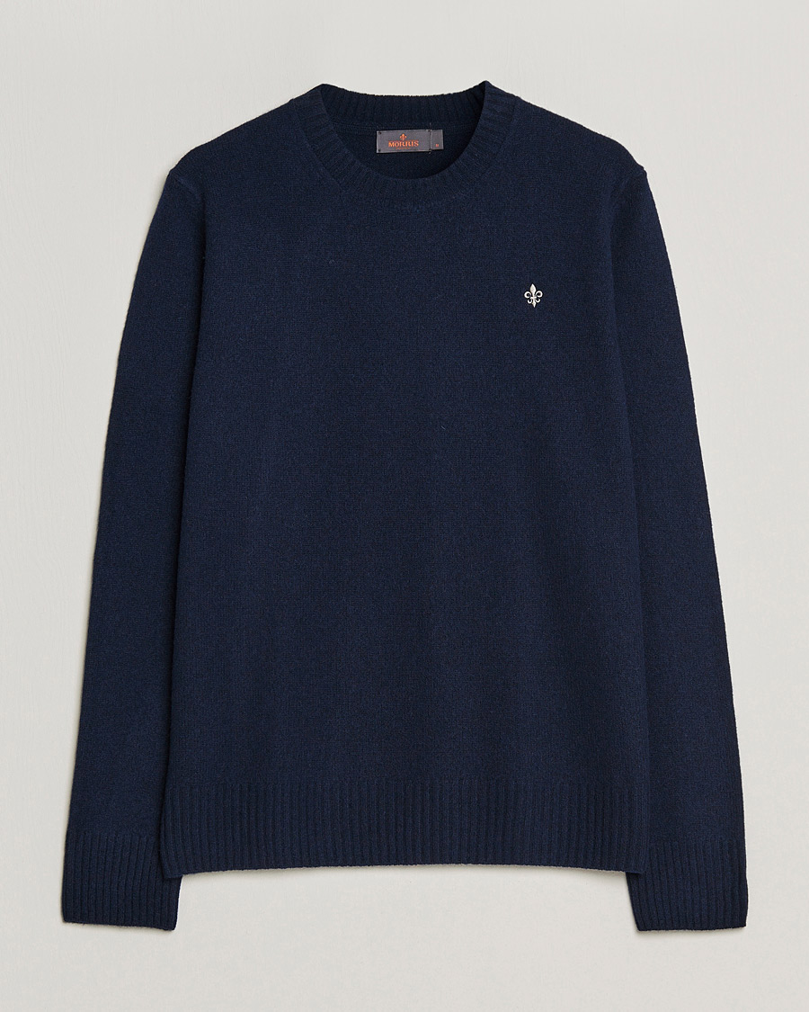 Men | Sweaters & Knitwear | Morris | Kieran Wool Crew Neck Navy