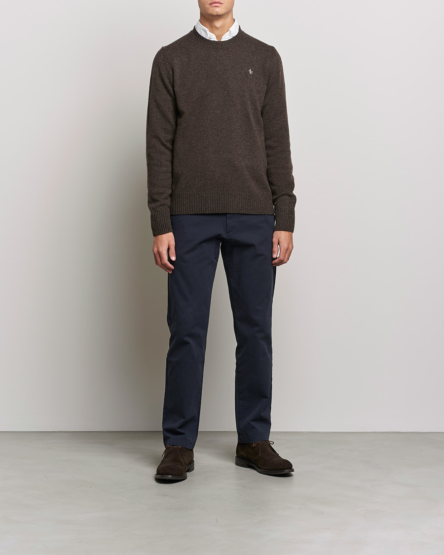 Men | Sweaters & Knitwear | Morris | Kieran Wool Crew Neck Brown