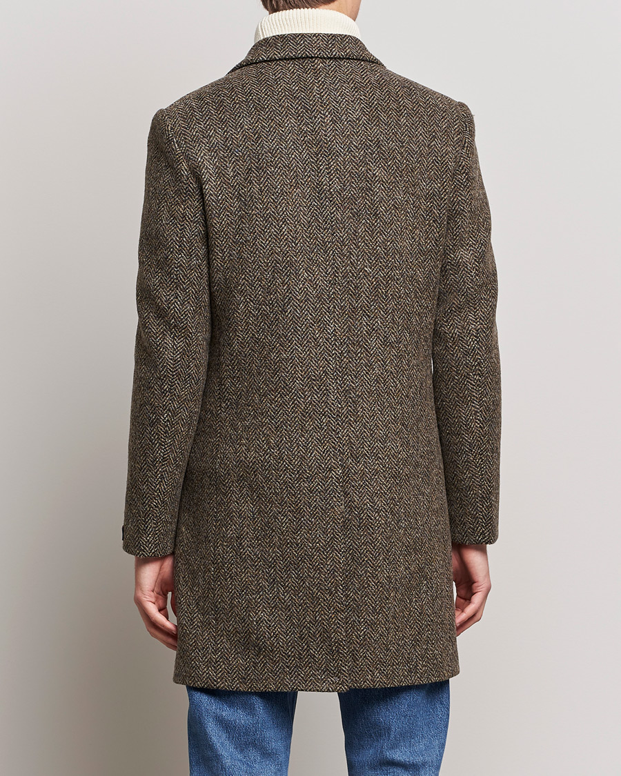 Men | Coats & Jackets | Morris | Wool Herringbone Coat Dark Brown