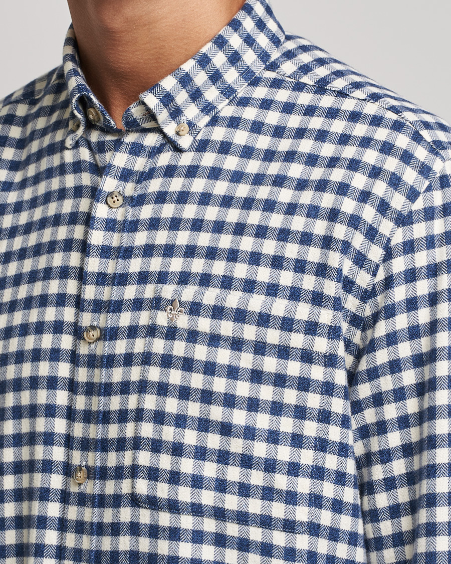 Men | Shirts | Morris | Brushed Twill Checked Shirt Navy/White