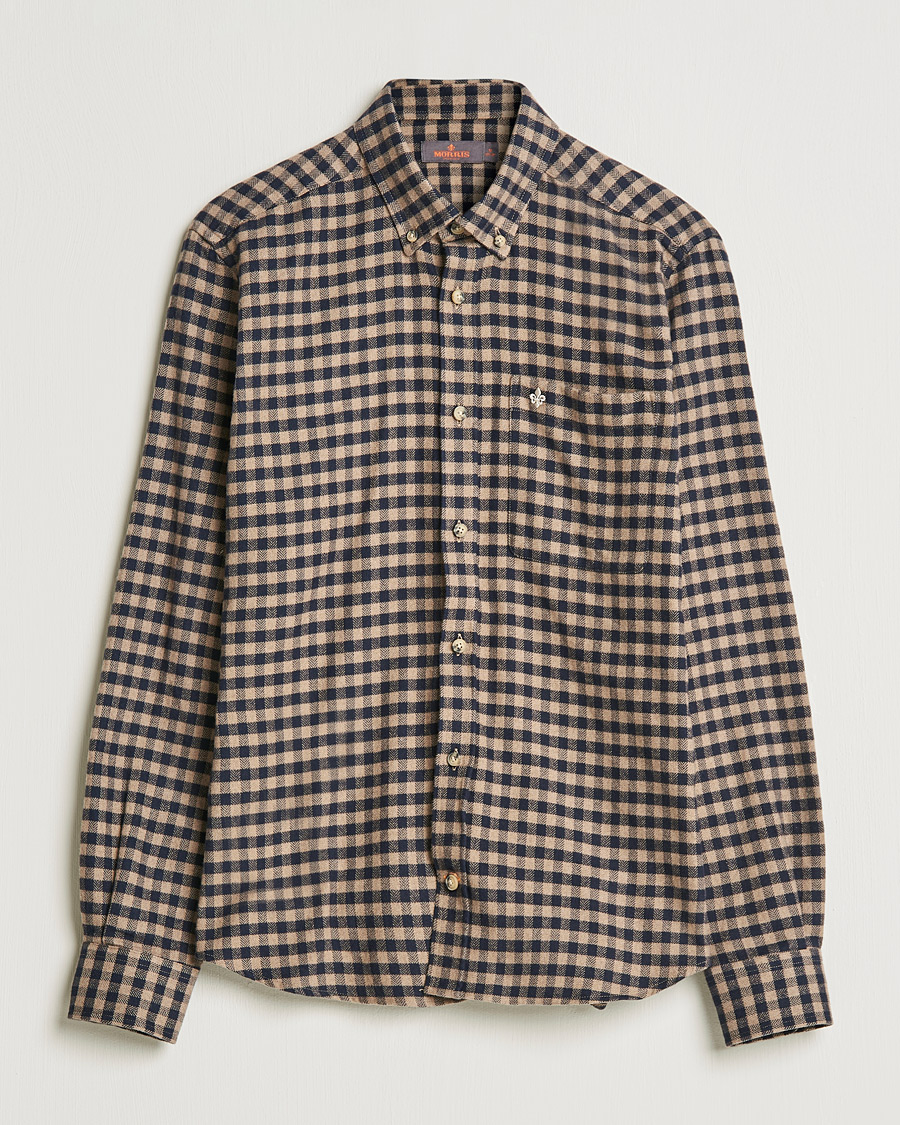 Men | Shirts | Morris | Brushed Twill Checked Shirt Navy/Brown