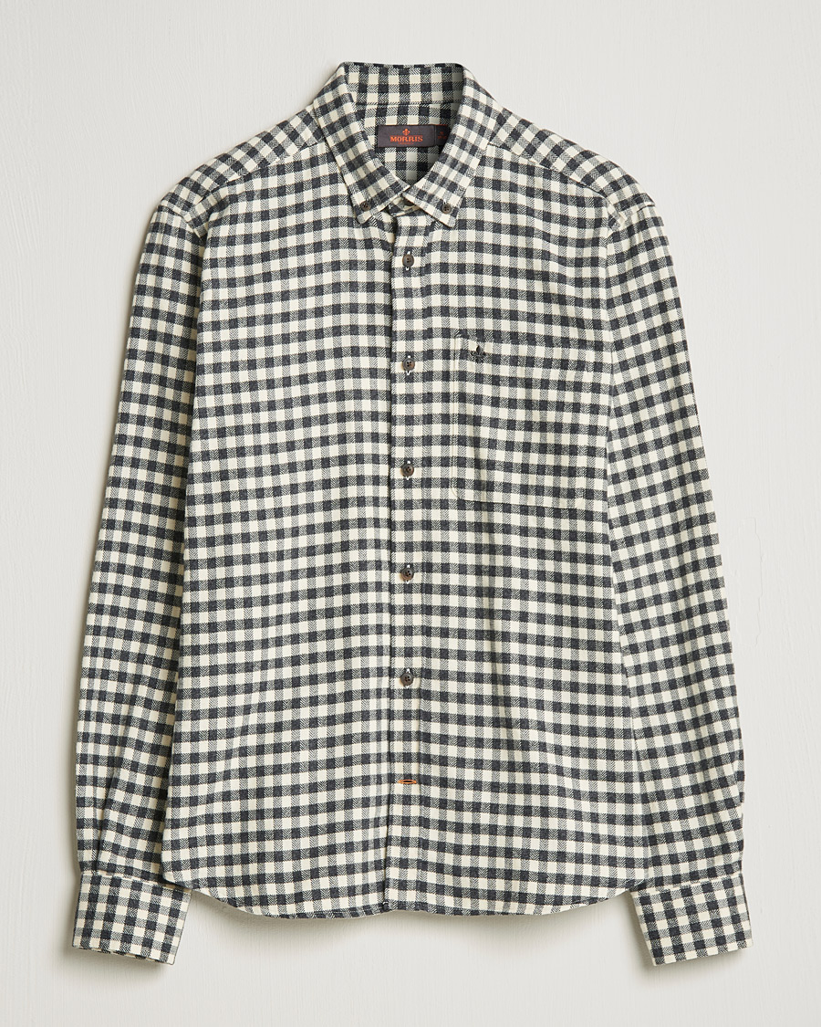 Men | Flannel Shirts | Morris | Brushed Twill Checked Shirt Grey/White