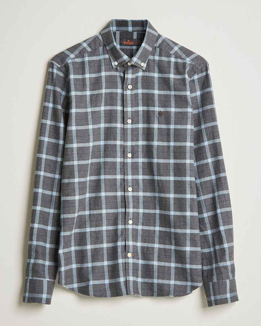 Men |  | Morris | Brushed Flannel Checked Shirt Dark Grey