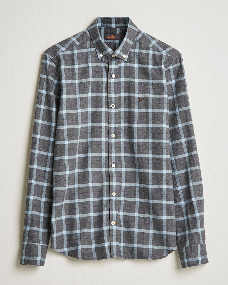 Men | Shirts | Morris | Brushed Flannel Checked Shirt Dark Grey