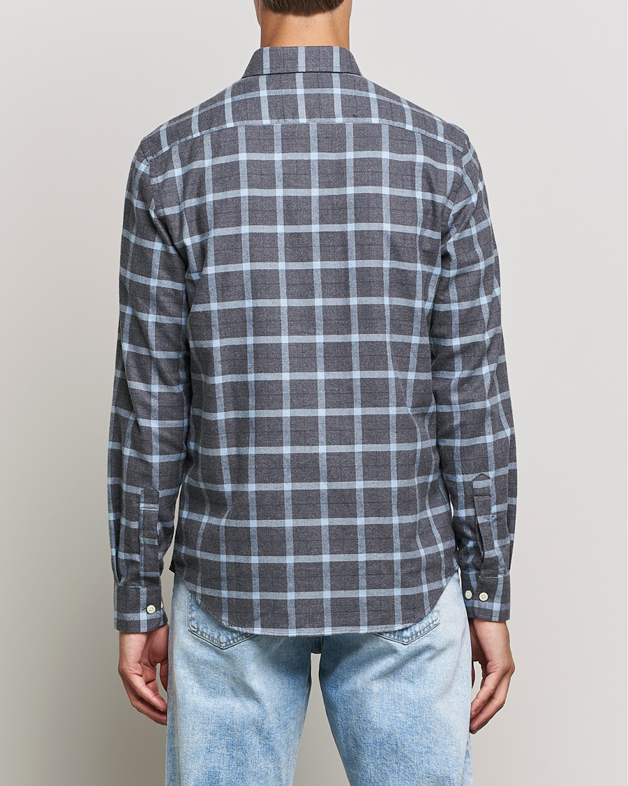 Men | Shirts | Morris | Brushed Flannel Checked Shirt Dark Grey