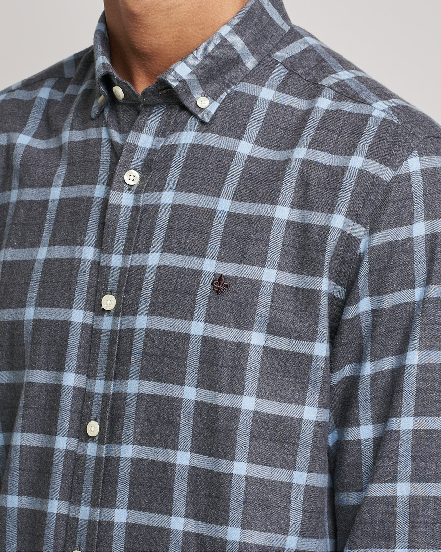 Men | Shirts | Morris | Brushed Flannel Checked Shirt Dark Grey