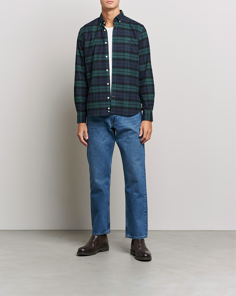 Men | Flannel Shirts | Morris | Brushed Flannel Checked Shirt Blackwatch