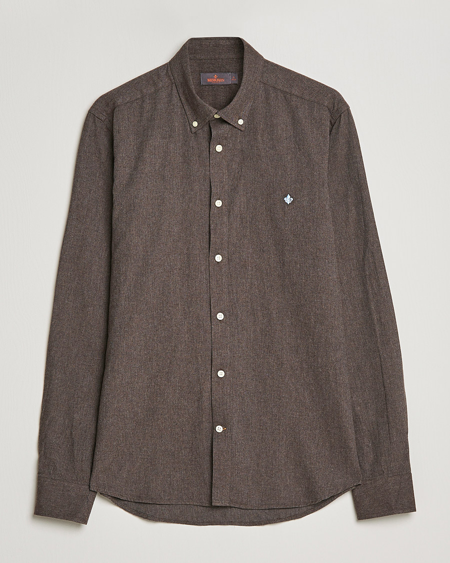Men | Shirts | Morris | Watts Flannel Button Down Shirt Dark Brown