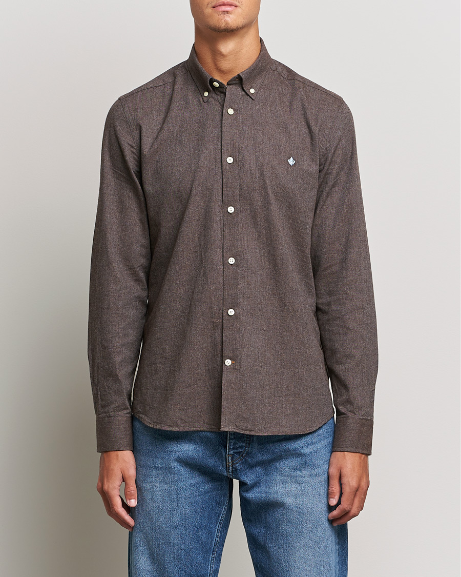 Men | Flannel Shirts | Morris | Watts Flannel Button Down Shirt Dark Brown