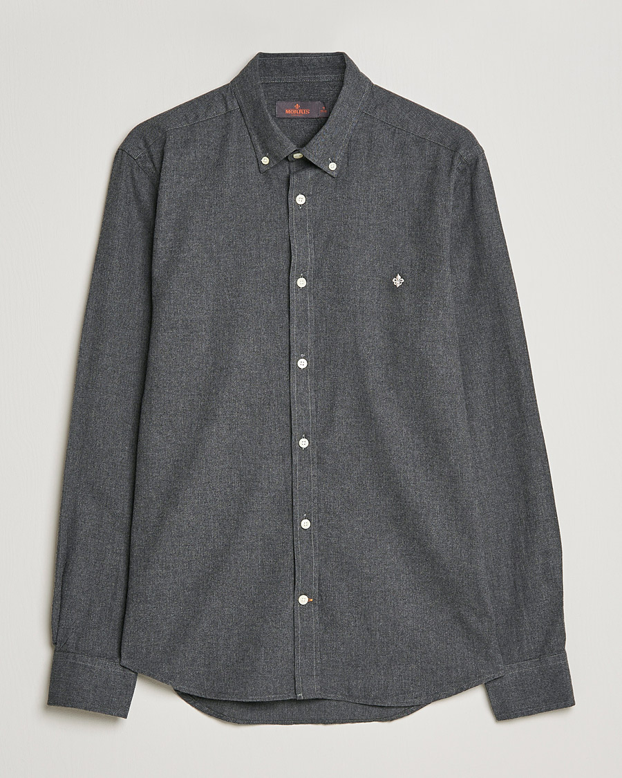 Men | Shirts | Morris | Watts Flannel Button Down Shirt Dark Grey