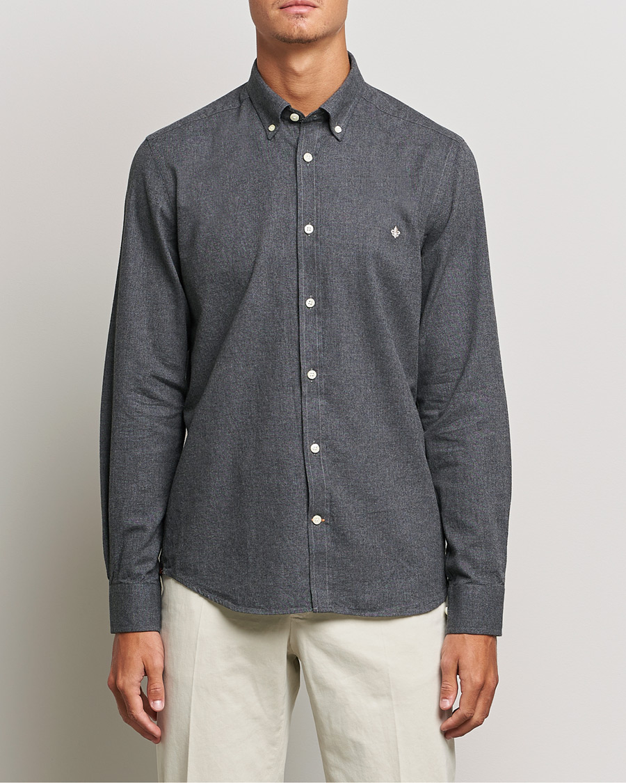 Men | Flannel Shirts | Morris | Watts Flannel Button Down Shirt Dark Grey