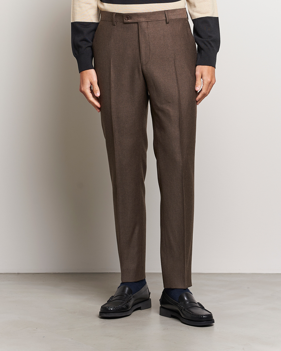 Men | Trousers | Morris | Bobby Flannel Trousers Brown