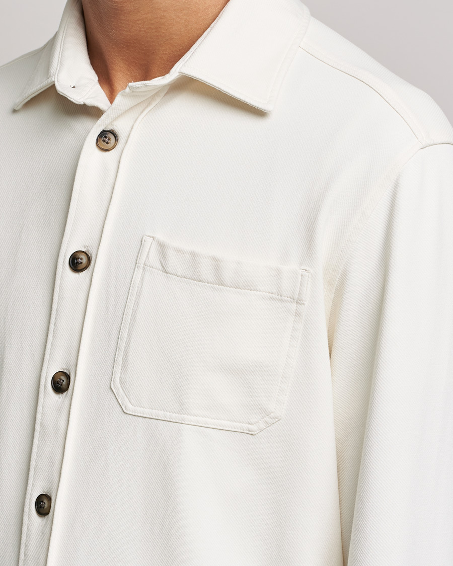 Men | Shirts | Morris | Cotton Jersey Overshirt Off White