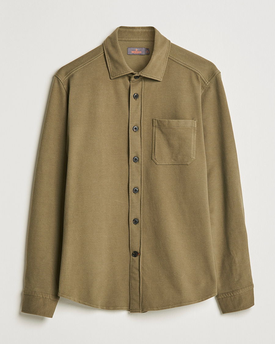 Men | Shirts | Morris | Cotton Jersey Overshirt Olive
