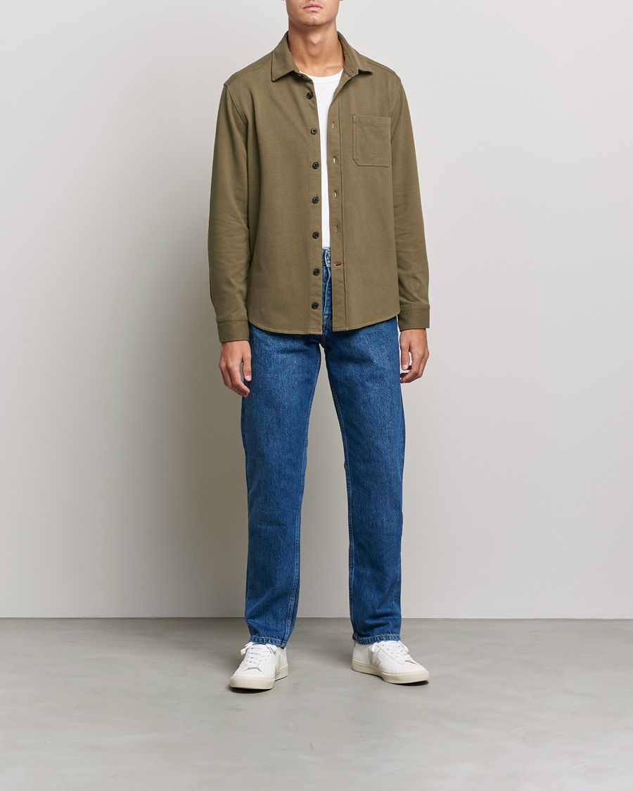 Men | Shirts | Morris | Cotton Jersey Overshirt Olive