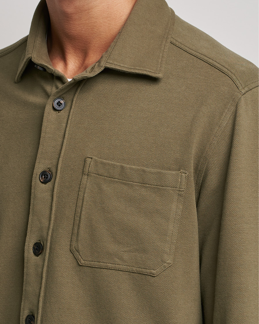 Men | Shirts | Morris | Cotton Jersey Overshirt Olive