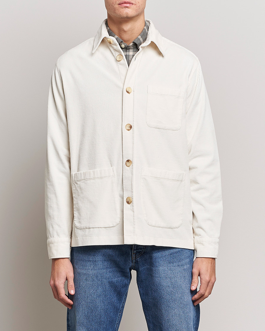 Men | Overshirts | Morris | Heaton Corduroy Shirt Jacket Off White