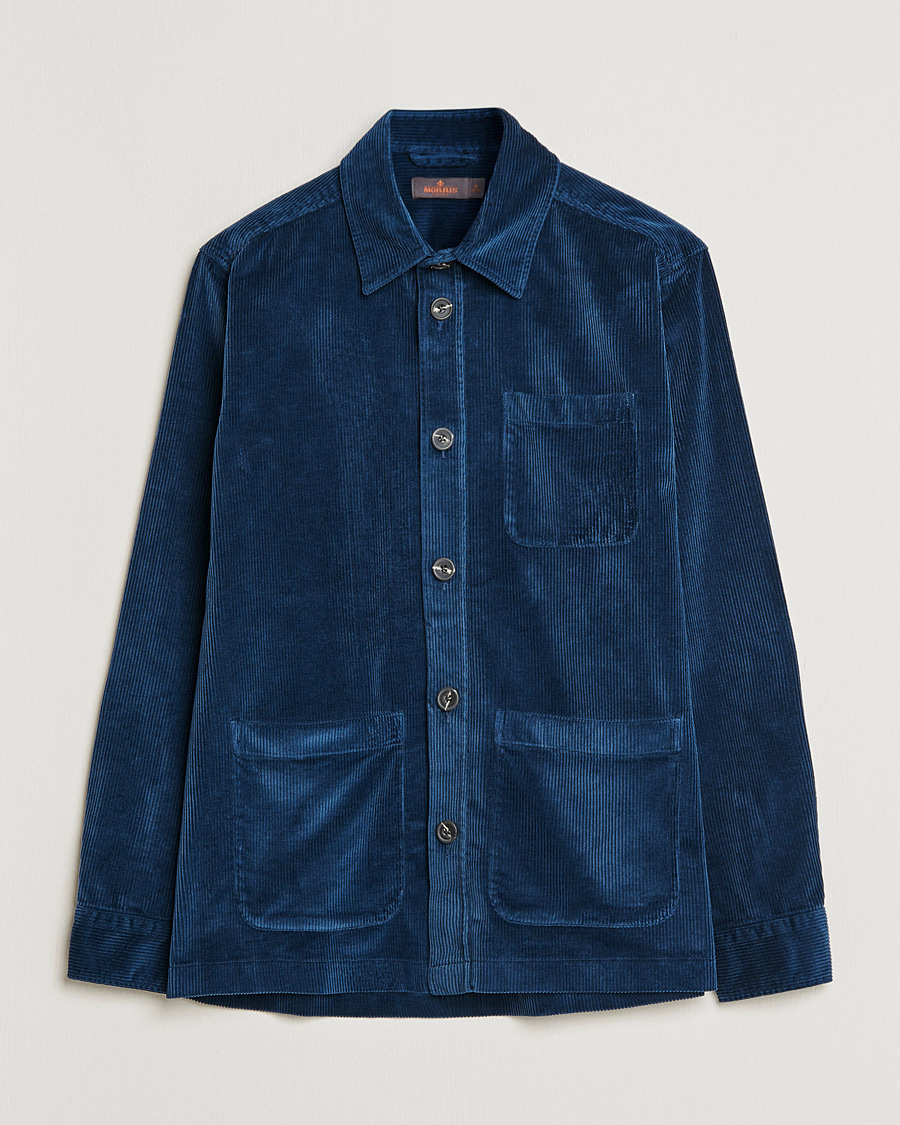 Morris Heaton Corduroy Shirt Jacket Blue at