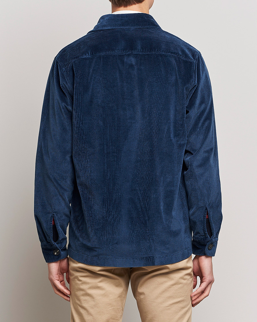 Morris Heaton Corduroy Shirt Jacket Blue at CareOfCarl.com