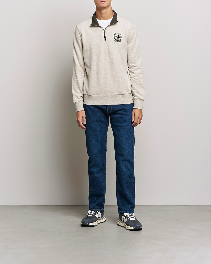 Men | Sweaters & Knitwear | Morris | Dante Half Zip Sweatshirt Khaki