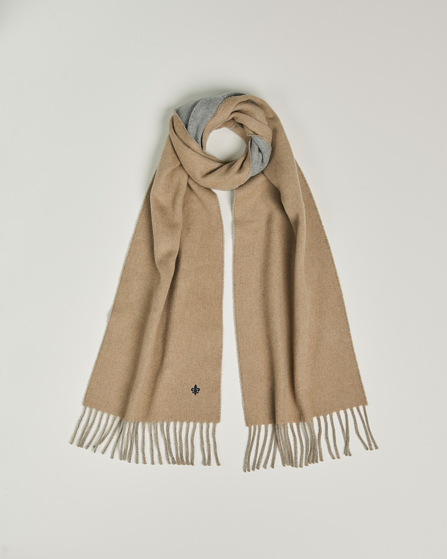 Men | Morris Double Face Wool Scarf Khaki/Grey | Morris | Double Face Wool Scarf Khaki/Grey
