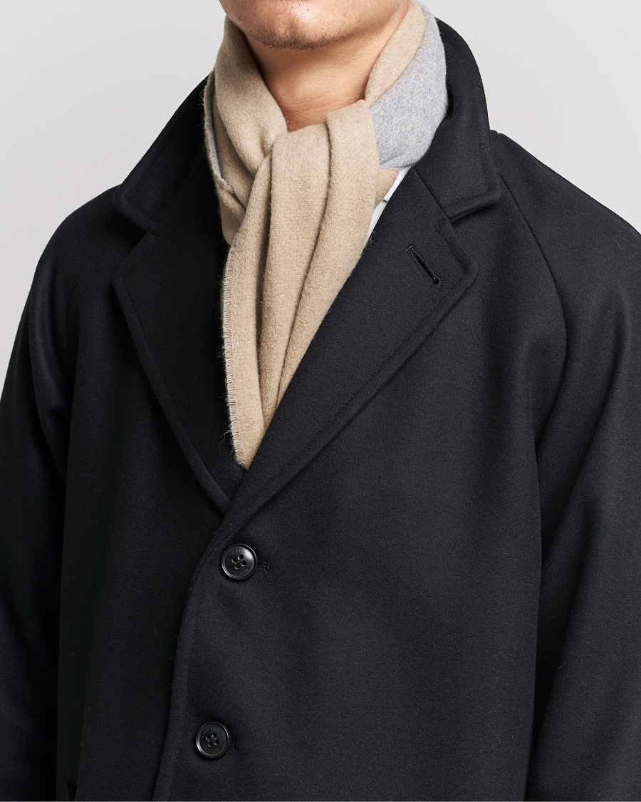 Men | Morris Double Face Wool Scarf Khaki/Grey | Morris | Double Face Wool Scarf Khaki/Grey