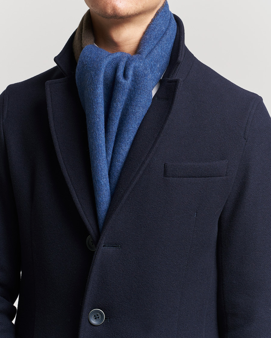 Men |  | Morris | Double Face Wool Scarf Blue/Brown