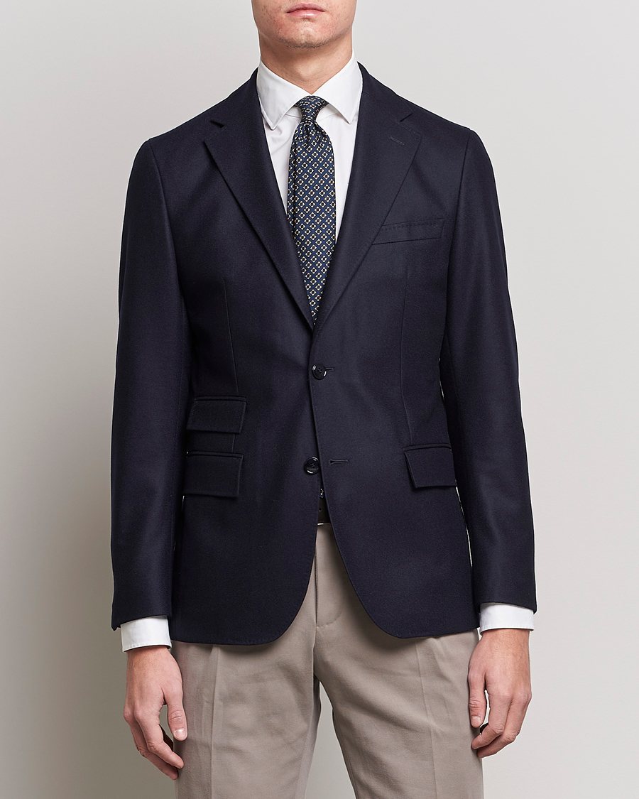 Men | Wool Blazers | Morris Heritage | Keith Flannel Suit Blazer Navy