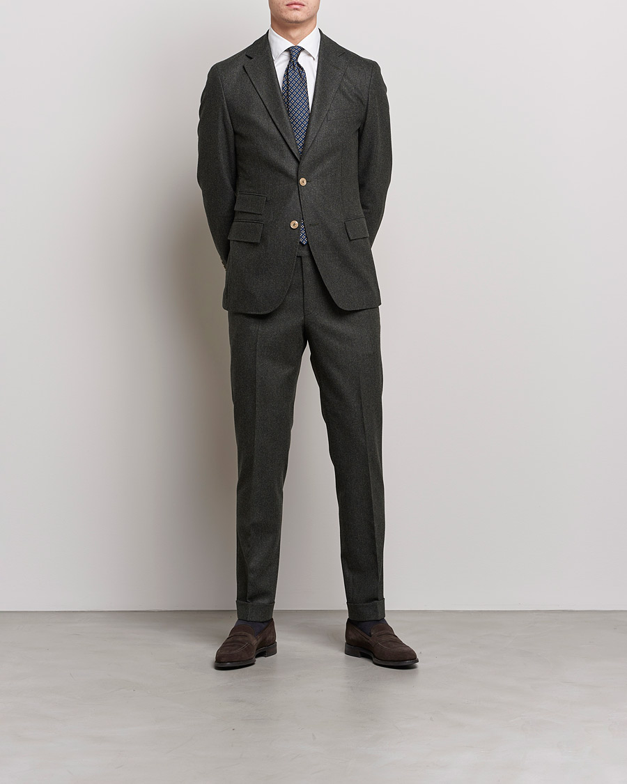 Men | Trousers | Morris Heritage | Jack Flannel Suit Trousers Green