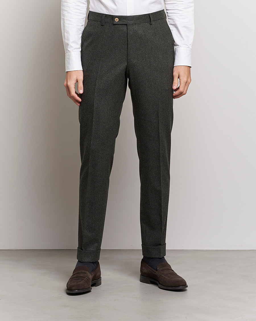 Men | Trousers | Morris Heritage | Jack Flannel Suit Trousers Green