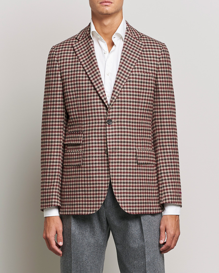 Men | Wool Blazers | Morris Heritage | Keith Tartan Cotton/Cashmere Blazer Brown