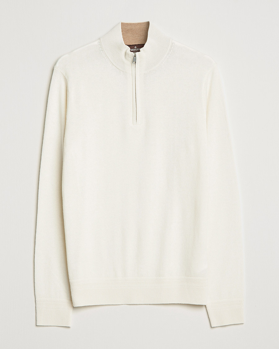 Men | Sweaters & Knitwear | Morris Heritage | Dalton Wool/Cashmere Half Zip Off White