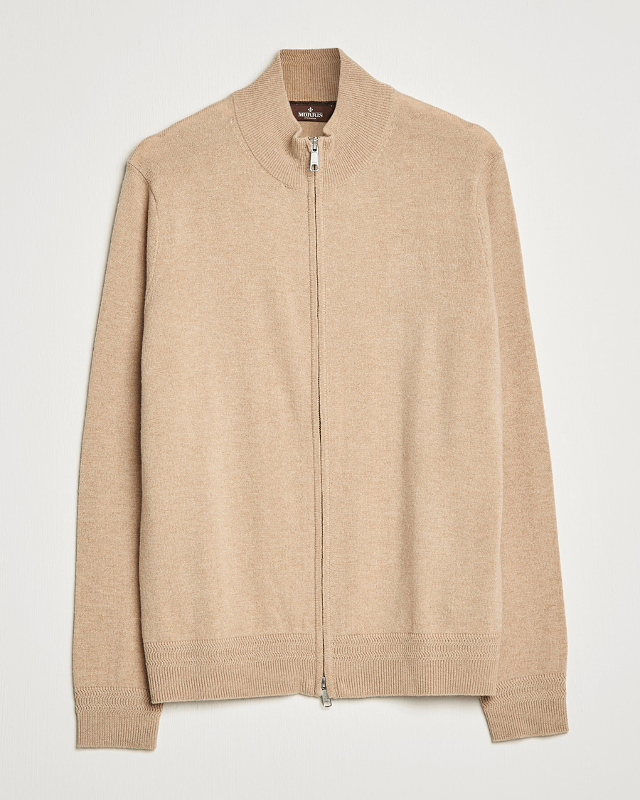 Men | Sweaters & Knitwear | Morris Heritage | Dalton Wool/Cashmere Full Zip  Camel