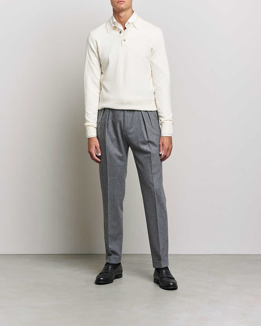 Men | Sweaters & Knitwear | Morris Heritage | Dalton Wool/Cashmere Polo Off White