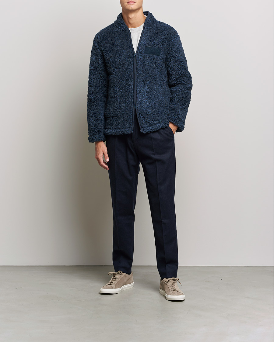 Men | Sweaters & Knitwear | NN07 | Morten Fleece Full Zip Sea Blue