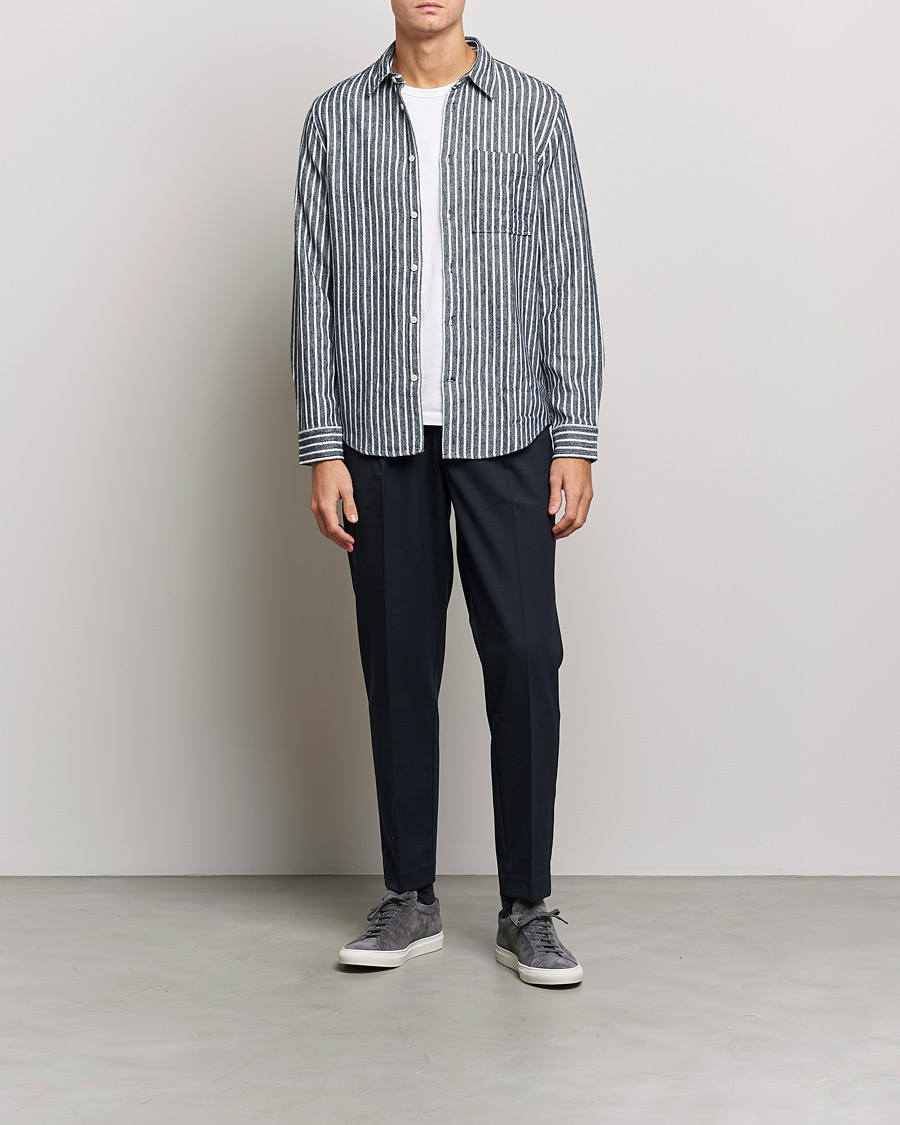 Men | Flannel Shirts | NN07 | Arne Flannel Striped Shirt Blue/White