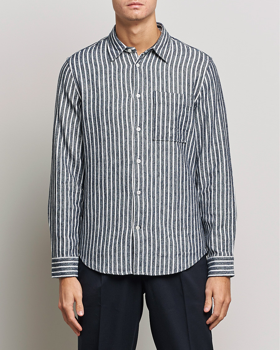 Men | Shirts | NN07 | Arne Flannel Striped Shirt Blue/White