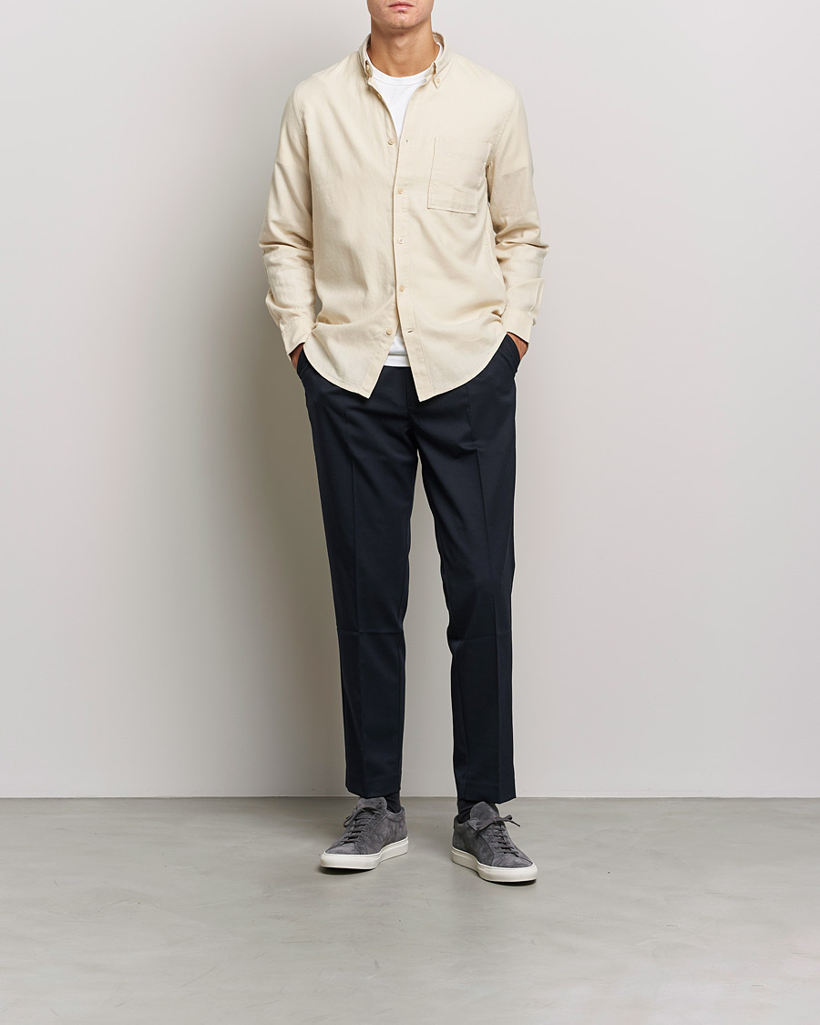 Men |  | NN07 | Arne Brushed Flannel Shirt Ecru