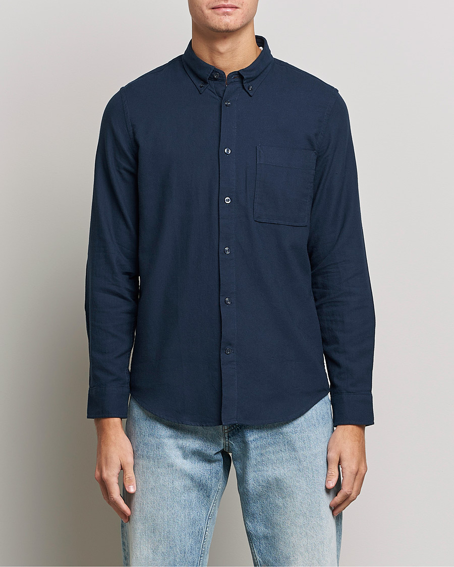 Men | Flannel Shirts | NN07 | Arne Brushed Flannel Shirt Navy Blue