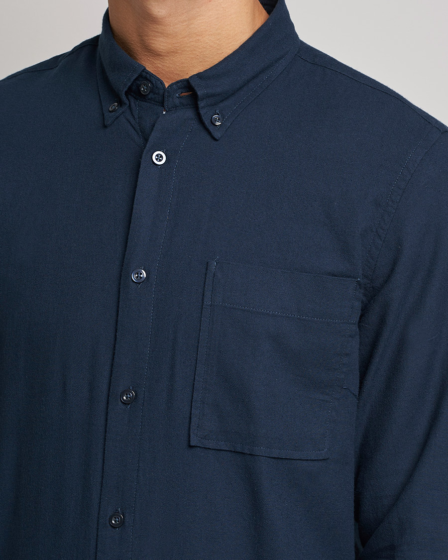 Men | Shirts | NN07 | Arne Brushed Flannel Shirt Navy Blue