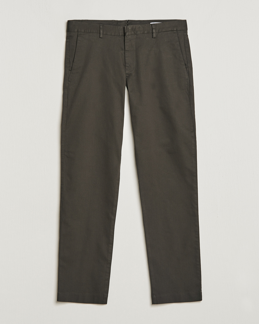 Men | Trousers | NN07 | Theo Regular Fit Stretch Chinos Dark Army