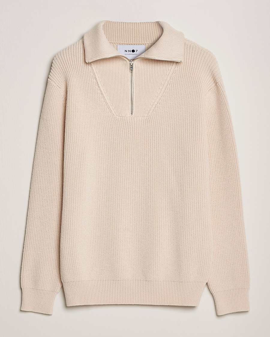 Men | Sweaters & Knitwear | NN07 | Roman Merino Heavy Knitted Half Zip Off White