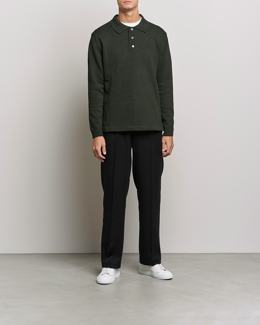 Men | Sweaters & Knitwear | NN07 | Vito Knitted Polo Dark Green