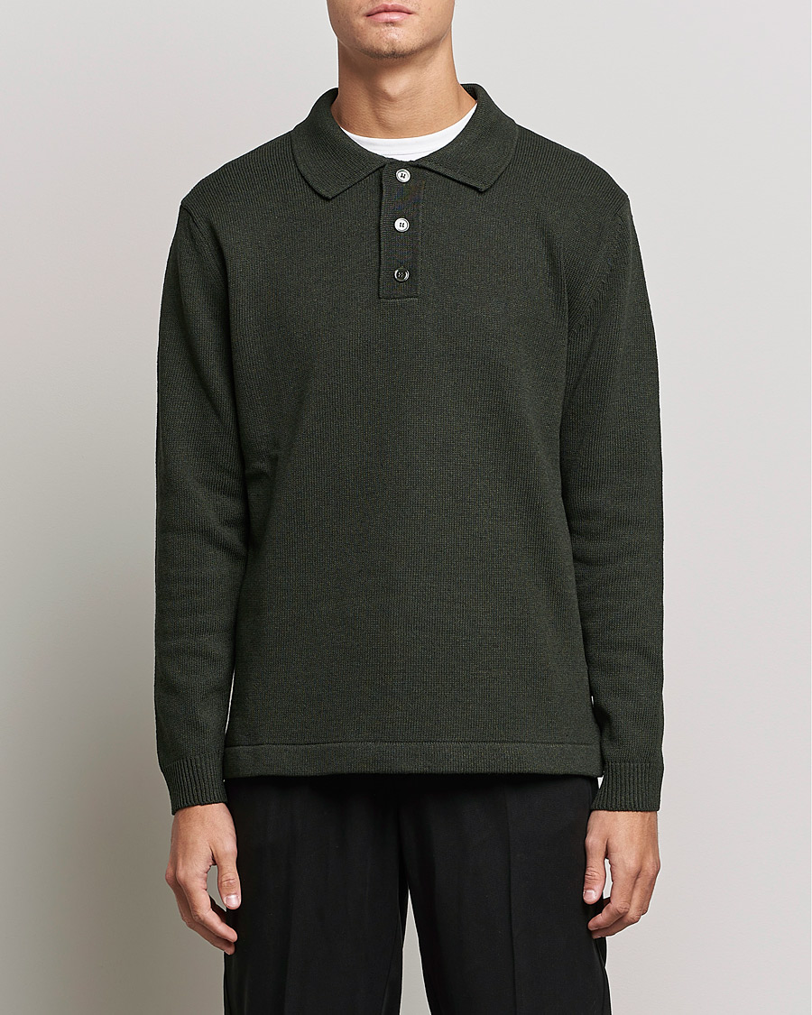 Men | Sweaters & Knitwear | NN07 | Vito Knitted Polo Dark Green